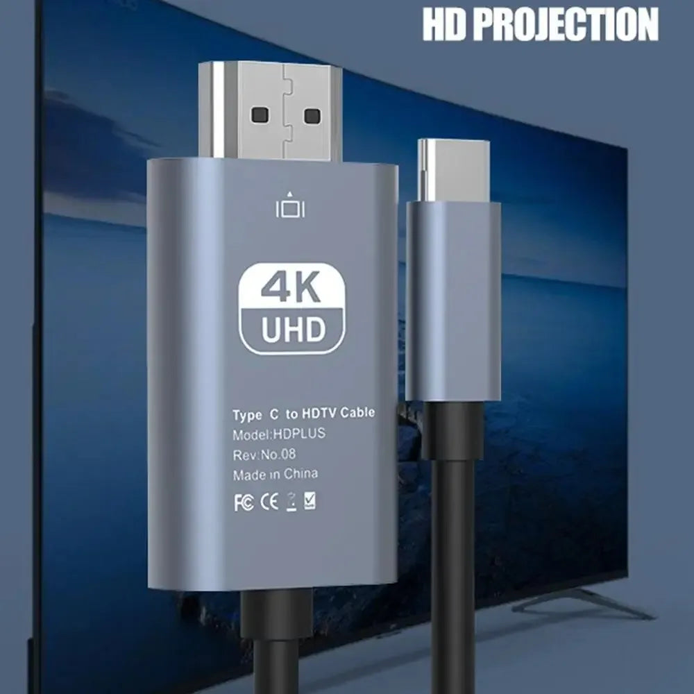 Aluminum Shell USB C to 4K@30Hz HDMI-compatible Display Adapter Cable Compatible with Thunderbolt5/4/3 Laptops i/phone16/15