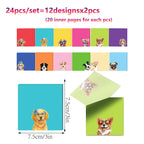 12/24pcs Cute Animals Sticky Notes Set, Refrigerator Memo Pads,Self-Stick Dog Cat Notes Pads for Home Office Gifts Supplies