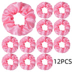 12/8pcs Premium Satin Large Intestine Hair Bands for Women Hundreds of Fabric Rubber Bands Hair Accessories
