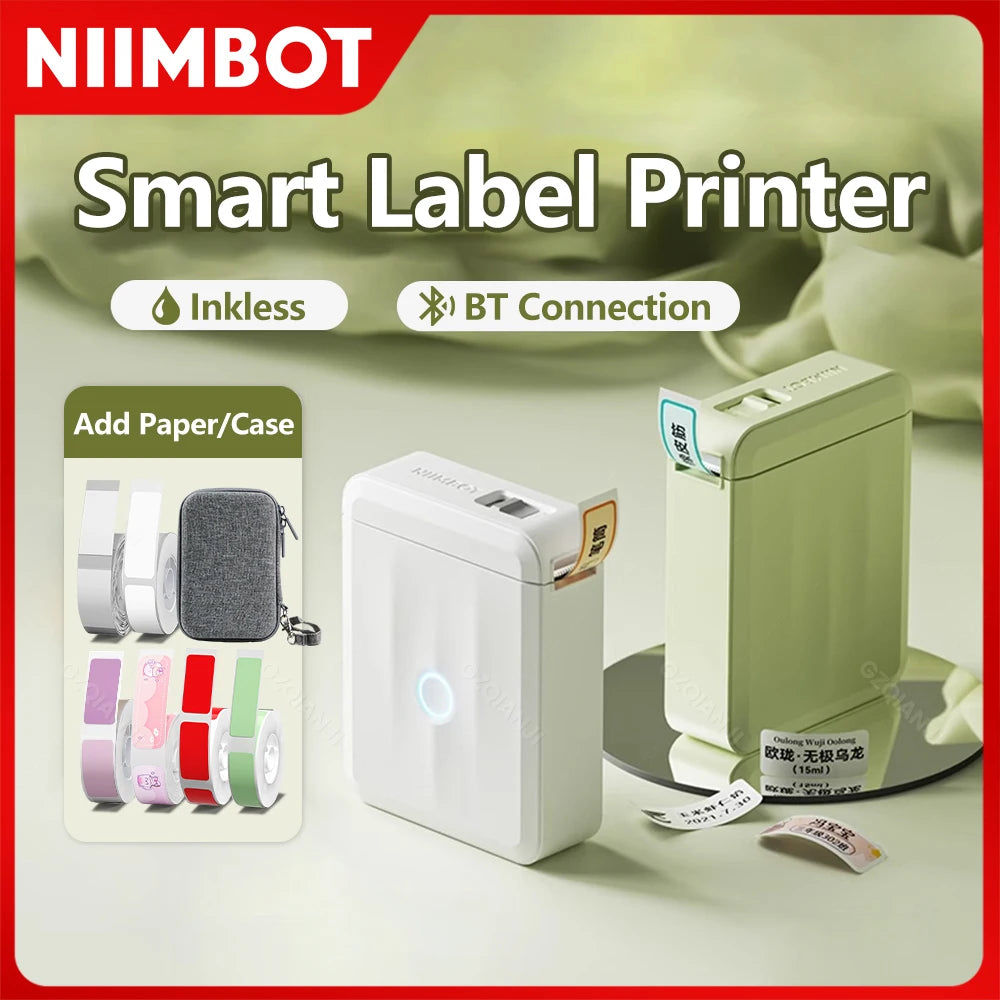 Niimbot D110 Label Printer Bluetooth Mini Adhesive Portable Smart Label Maker UV Without Ink For Office School Labeling Machine