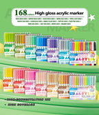 GuangNa 168/12 Colors High Gloss Acrylic Marker Pen Set,Hard Headed Drawing Pens,DIY Graffiti Paint Pen Stationery,GN.586