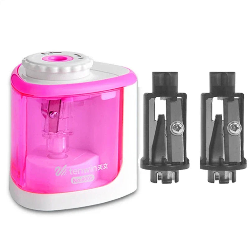 Tenwin Electric/Manual 2 in 1 Pencil Portable Sharpener Safe Student Helical Steel Blade Kids Adults Auto Pencil Sharpener 8005