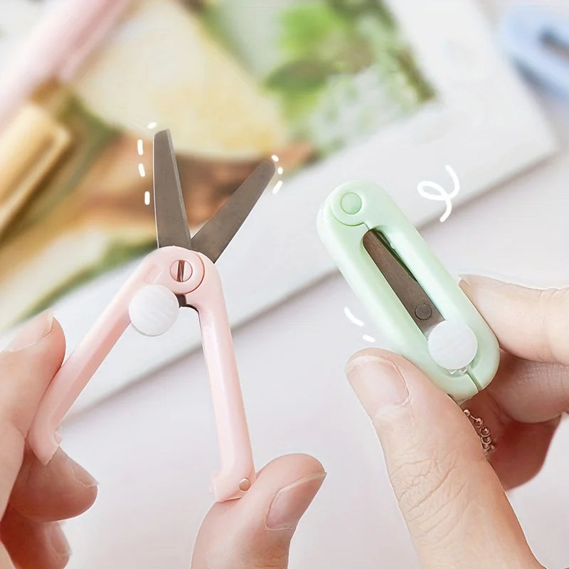 1pc Mini Portable Folding Scissors Creative In Pastel Colors Stainless Steel Paper Cutting Art Projects Office School Supplies