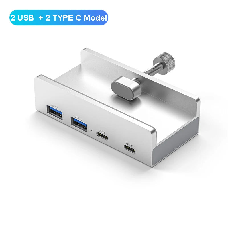 6-IN-1 Black Clip Dock 5Gbps USB 3.0 HUB Aluminum Alloy External Multi USB Splitter Adapter for Laptop Desktop with TF Card Slot