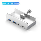 6-IN-1 Black Clip Dock 5Gbps USB 3.0 HUB Aluminum Alloy External Multi USB Splitter Adapter for Laptop Desktop with TF Card Slot