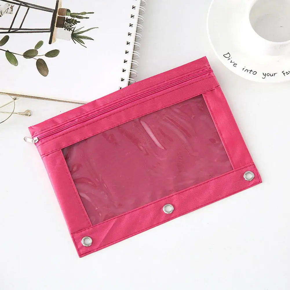 Zippered Binder Pencil Pouch Pen Case Stationery Multicolored B5 File Holder PVC With 3 Rings Pencil Case Folder File Package