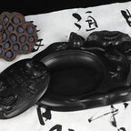 Carving Ink Stone Lotus Shaped Natural Calligraphy Rock Grinding Inkstone Plate Chinese Painting Calligraphie Strong Ink Inkslab