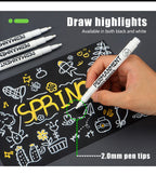 3/6/12 Pcs Waterproof Marker Pen White Black Inks  2mm Tip For Rock Painting Stone Ceramic Glass Wood Tire Fabric Metal Canvas