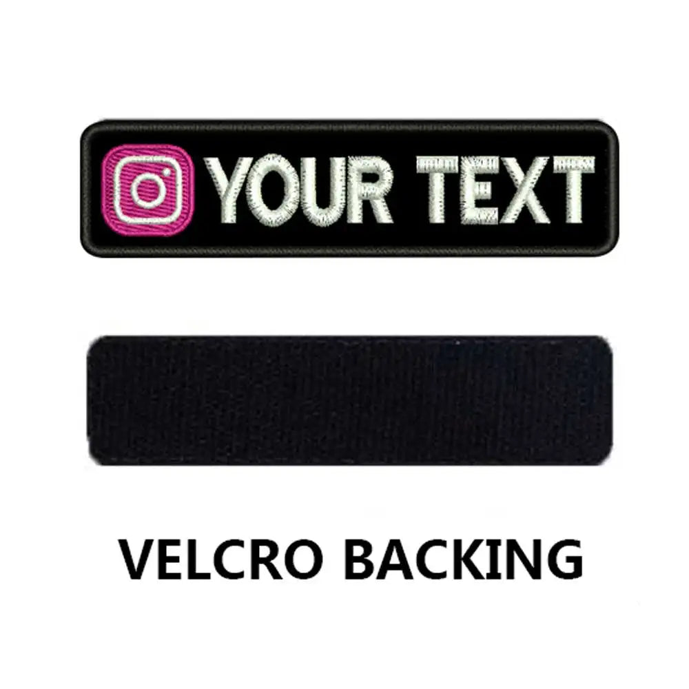 Custom Name Tags Number ID Badge Embroidered Patches with Instagram Logo Iron on Hook Loop Backing