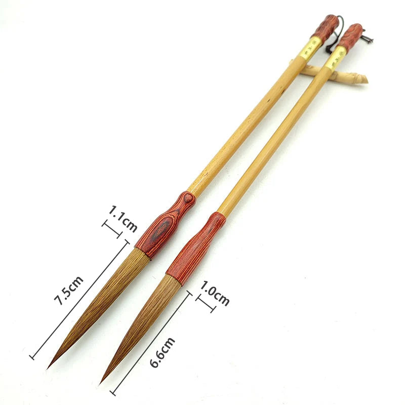 2pcs Long Hair Calligraphic Brush Set Weasel Hair Chinese Writing Brush for Cursive Script Caoshu Chinese Traditional Paintbrush