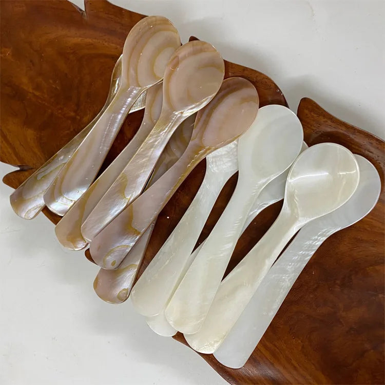 Kitchen Tools 9-13CM Natural Shell Ice Spoon Cream Coffee Caviar Spoon Mother of Pearl Seashells Stirring Spoons Teaspoon Crafts