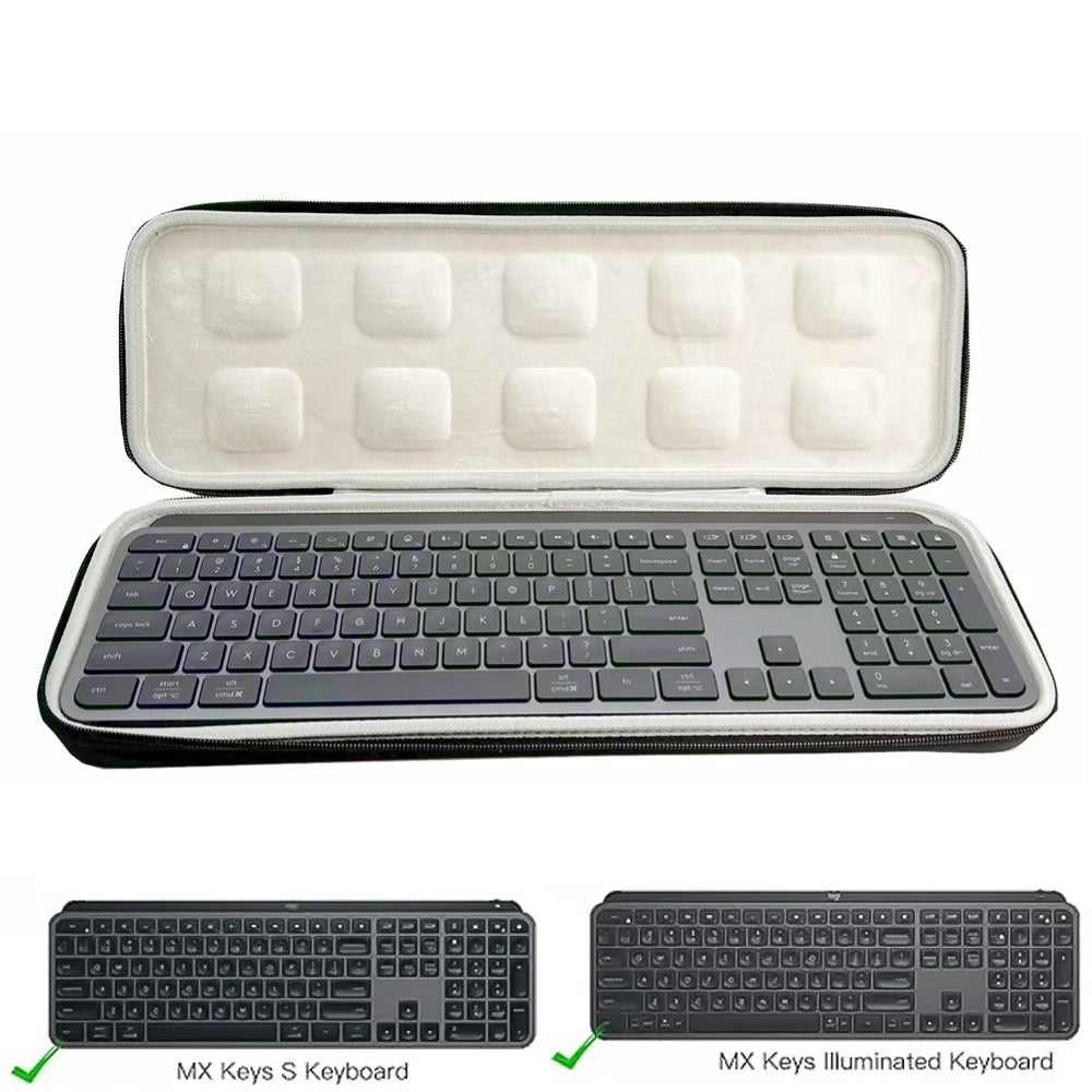 Carrying Case for MX Keys S Wireless Keyboard Storage Case Shockproof EVA Hard Case Illuminated Keyboard Storage Bag