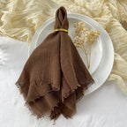 10pcs 32x32cm Gauze Cotton Wedding Napkins Reusable Green Trim Tea Towel Rustic Retro Burrs Napkins for Party Table Decoration