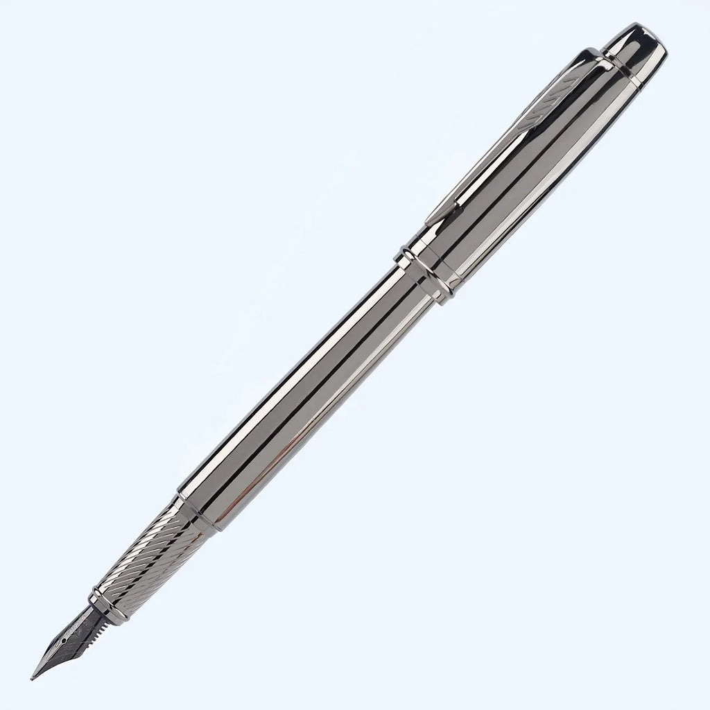 1 Pc Silver Gray High-end Business Fountain Pens, Lridium Pen Tip Medium size 0.5mm.  For School Classroom, Office, Daily Writin