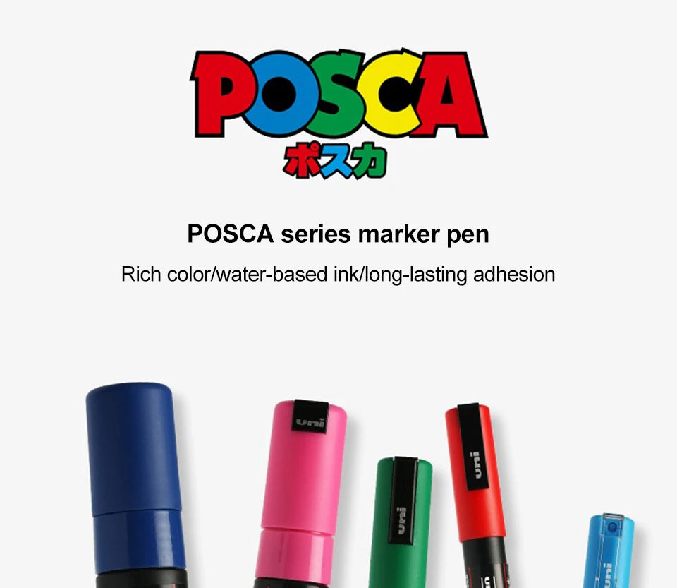 1pcs Japan UNI POSCA Markers PC-1M/3M/5M Acrylic Graffiti Pen Waterproof DIY Stackable Color Art Painting School Supplies