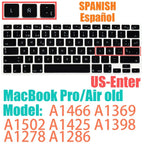 Keyboard Protective Film Silicone for 12-16' MacBook Air/Pro M1 M2 M3 Spanish Keyboard Cover Soft Protection Accessories Black