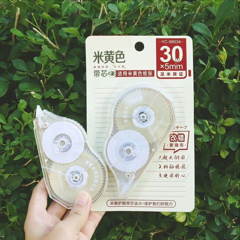 Correction Tape Cream Color Beige Corrective Tape Eraser 100 Feet Long for School Office Supplies Crafting Note Taking Journal
