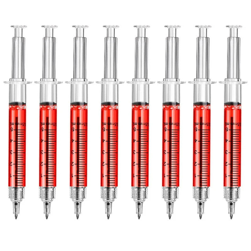 8Pcs Novelty Syringe Ballpoint Pens Cute Stationery Nurse Pen Ballpoint Pen 0.5mm Ballpen