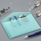 WQN-5PCS PP Plastic Envelope Clear Reusable Plastic Envelope Waterproof Folder with Button A4 Size For School Office Supplies