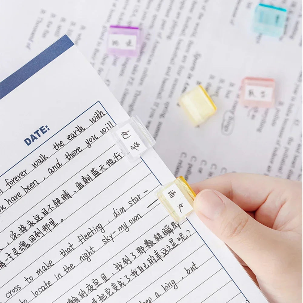 Candy Color Push Paperclip Pusher Transparent Test Paper File Storage Clip Bookmark Student Stationery School Office Supplies