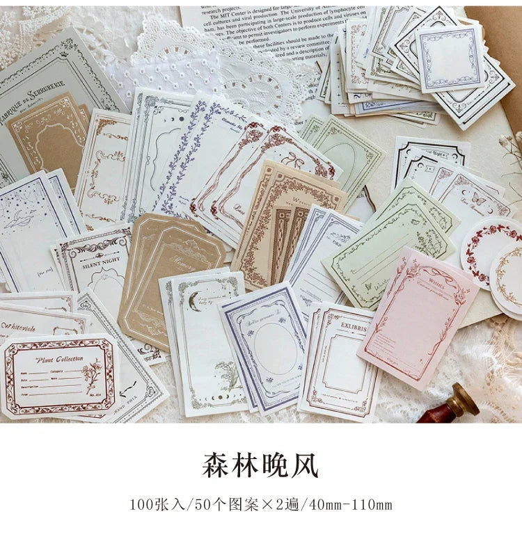 Journamm 100pcs/pack Creative Memo Pads Set DIY Scrapbooking School Supplies Collage Stationery Junk Journal Vintage Notes Paper