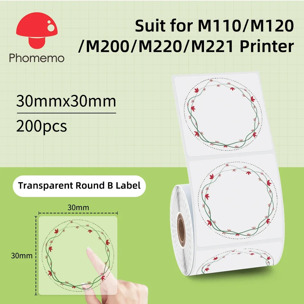 Phomemo Label For M110/M220/M221 Mini Printer Portable Thermal Label Stickers Self-Adhesive Waterproof Label Maker Sticker New