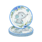 Cartoon Baby Elephant Disposable Tableware Set Paper Plate Cup Napkin Kids Boys Birthday Party Decoration Baby Shower Supplies