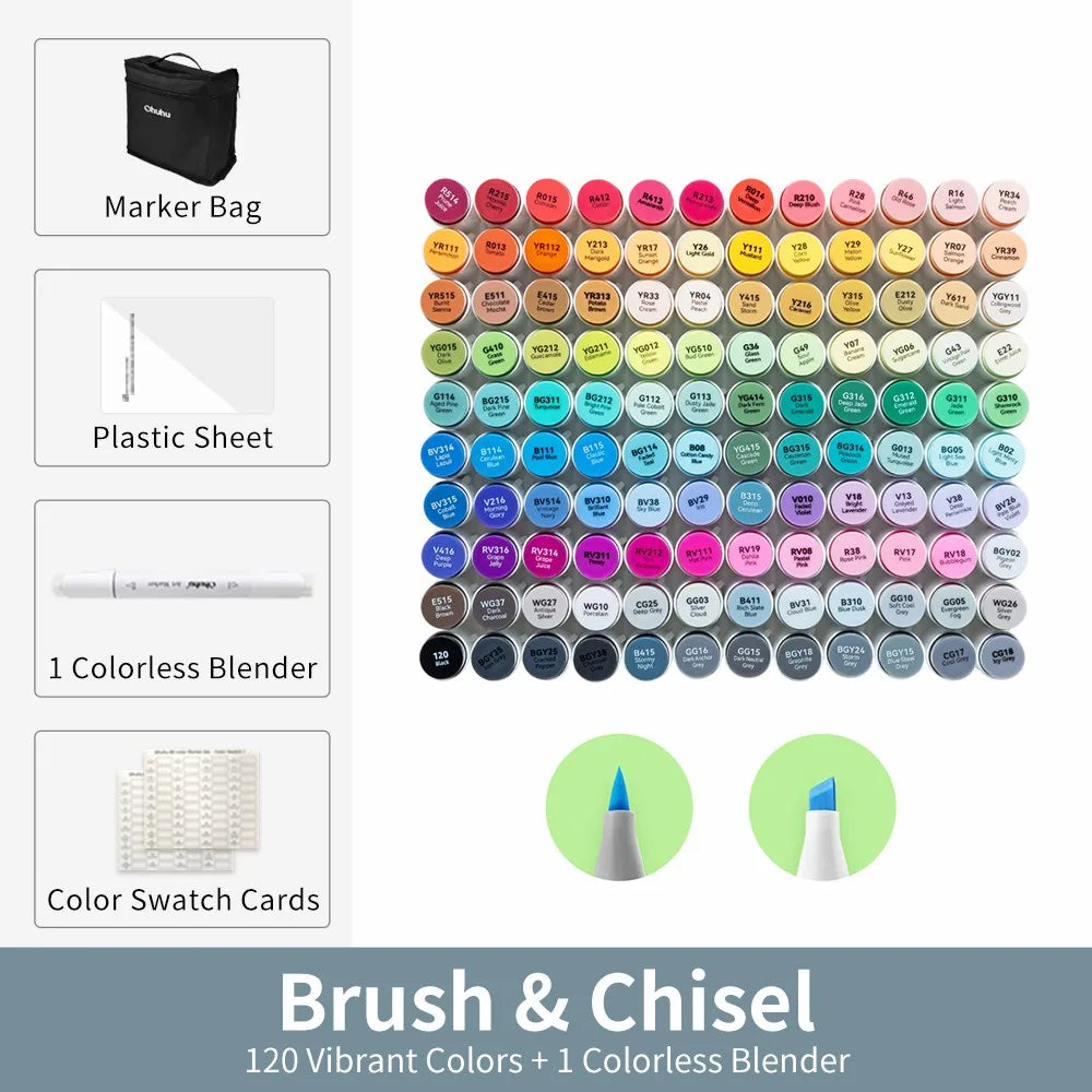 Ohuhu Honolulu Marker Pen Set Color Markers Alcohol Art Markers Refillable Dual Tips Sketching Drawing Manga School Art Supplies