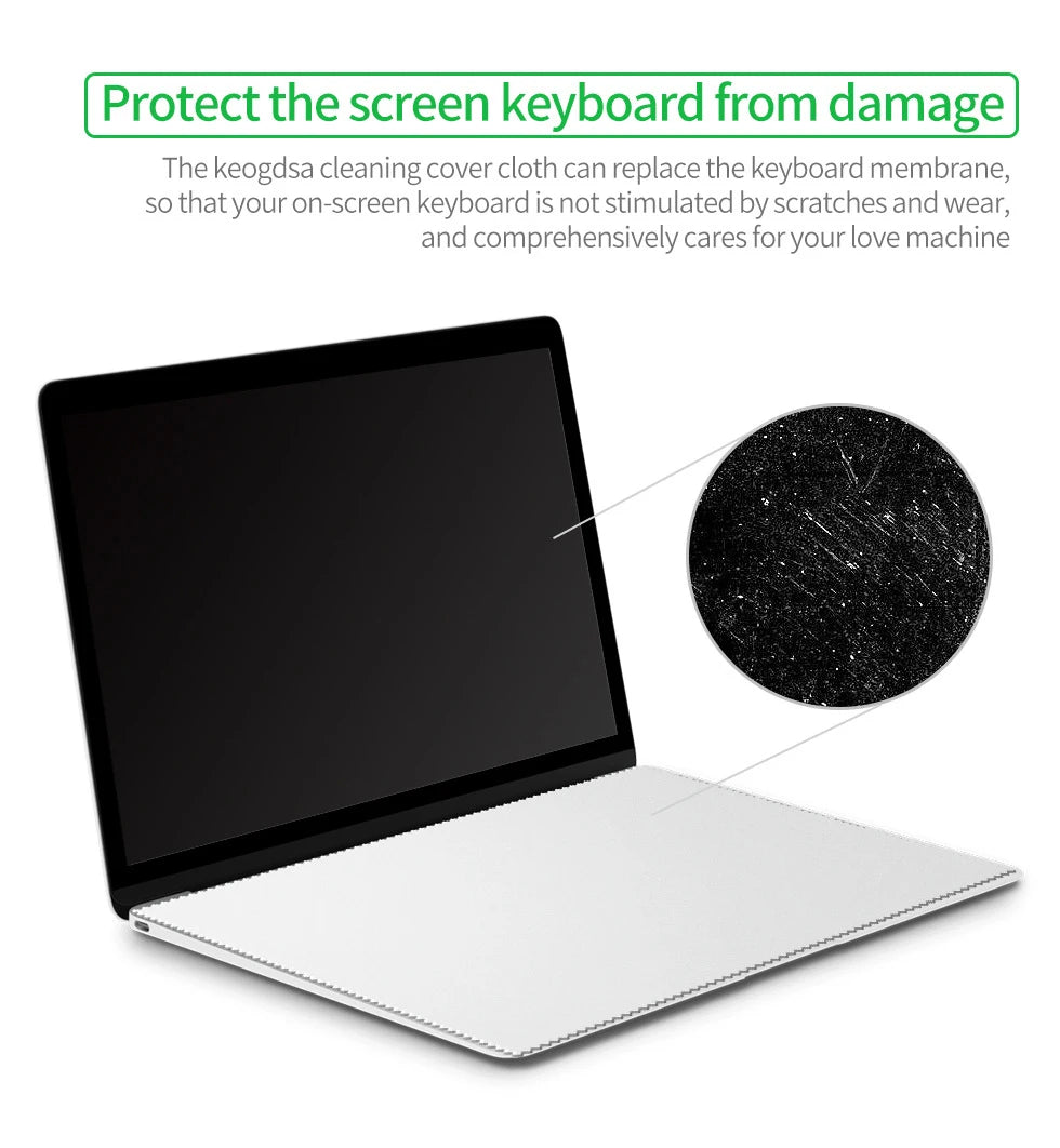 Microfiber Dustproof Cleaning Cloth Notebook Keyboard Blanket Cover Laptop Screen Cleaner Kit for MacBook Pro 13/15/16 Inch Pods