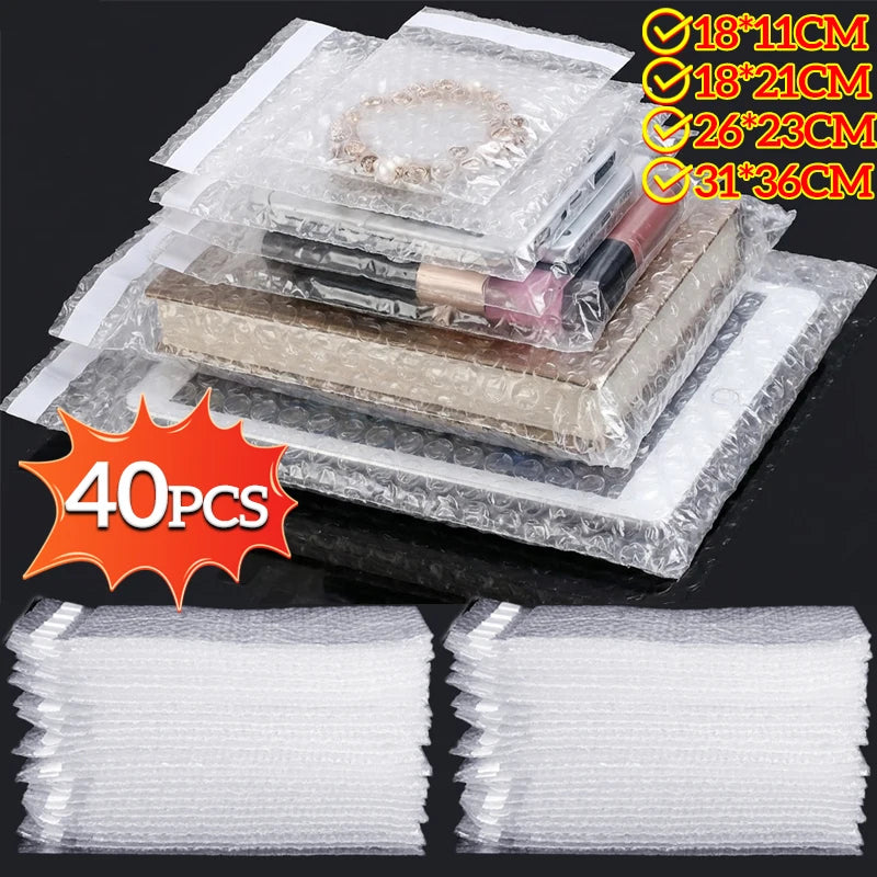 10-40PCS Transparent Double Sided Bubble Mailer Self Seal Gift Packaging Bag Self-adhesive Express Bubble Envelope Plastic Bags