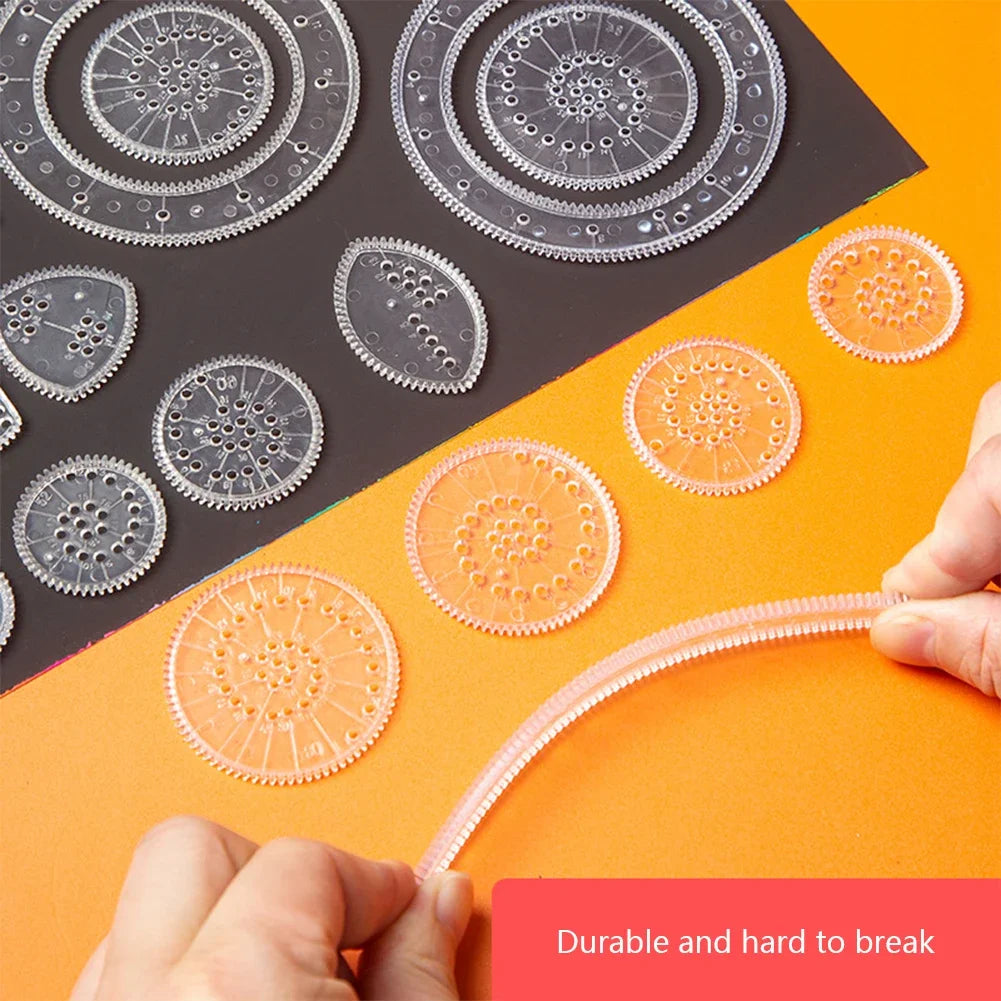 22pcs Spirograph Ruler Set Geometric Ruler Mathematical Roulette Drawing Tools Learning Painting Creative Educational Art Tool