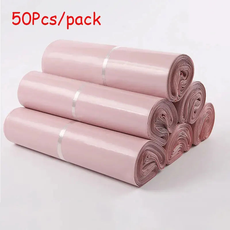 New Light Pink PE Plastic Self-seal Mailbag Poly Envelope Waterproof Postal Courier Bag Waterproof Packaging Postal Bags