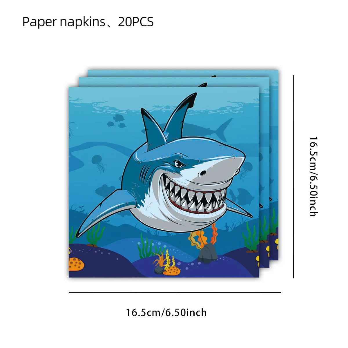 Ocean Shark Theme Disposable Tableware Cute Cartoon Marine Animal Plastic Tablecloth Kids Birthday Party Baby Shower Decor