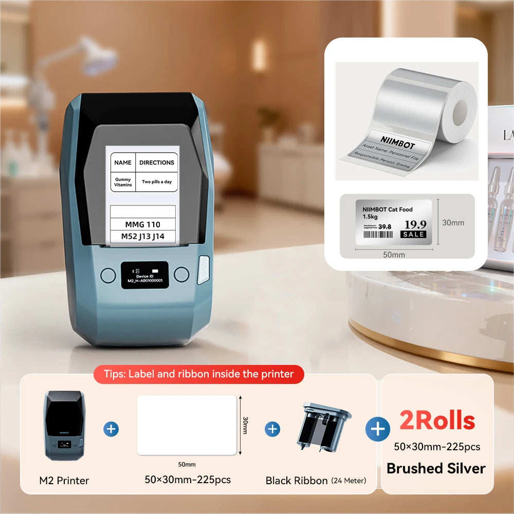 Niimbot M2 Thermal Transfer Label Printer 300 DPI High Definition Wireless 20-50 MM Print Width Label Maker Support Phone/PC