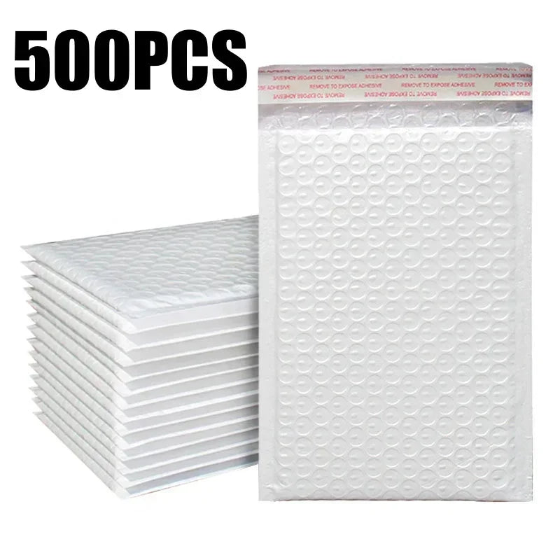 1-500PCS Poly Bubble Mailers Padded Envelopes Self Seal Bubble Lined Waterproof Cushion Shipping Enveloper Mailers White