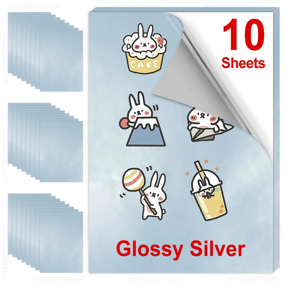10 Sheets Printable Vinyl Sticker Paper Waterproof A4 Transparent Copy Paper for Inkjet Printer DIY Self-adhesive Label Stickers