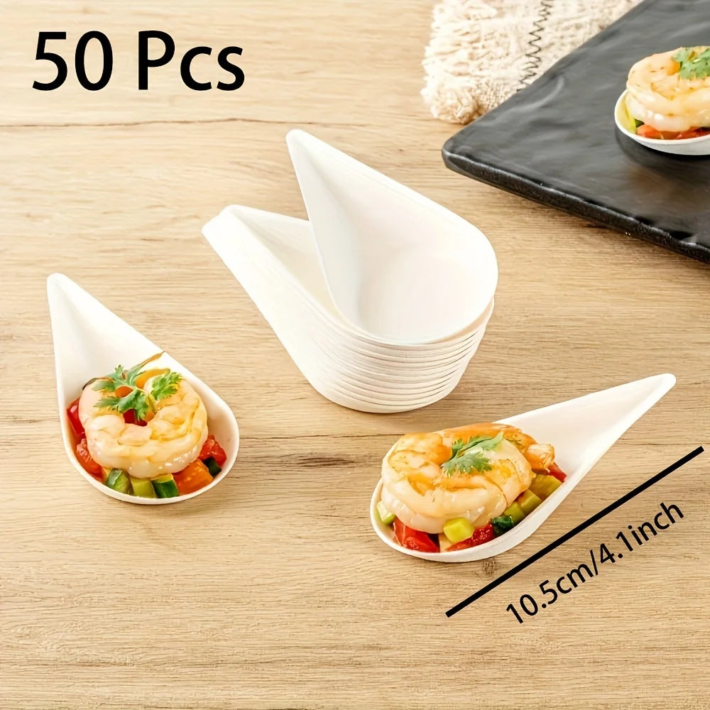50 Pcs Dessert Plate High-quality Trays Serving Home Plates Water Drop Disposable Fruit Dinner Dishes Paper