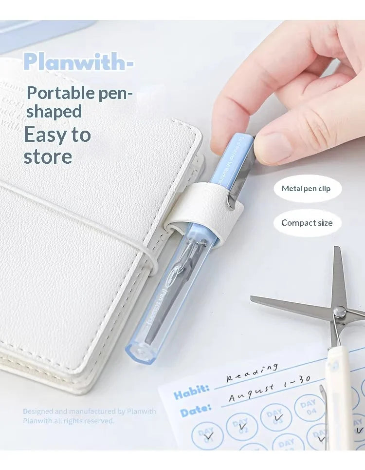 Planwith Stainless Steel Mini Folding Scissors Portable Creative Pen-Style Design DIY Paper-Cutting Art Tool School Office Supp