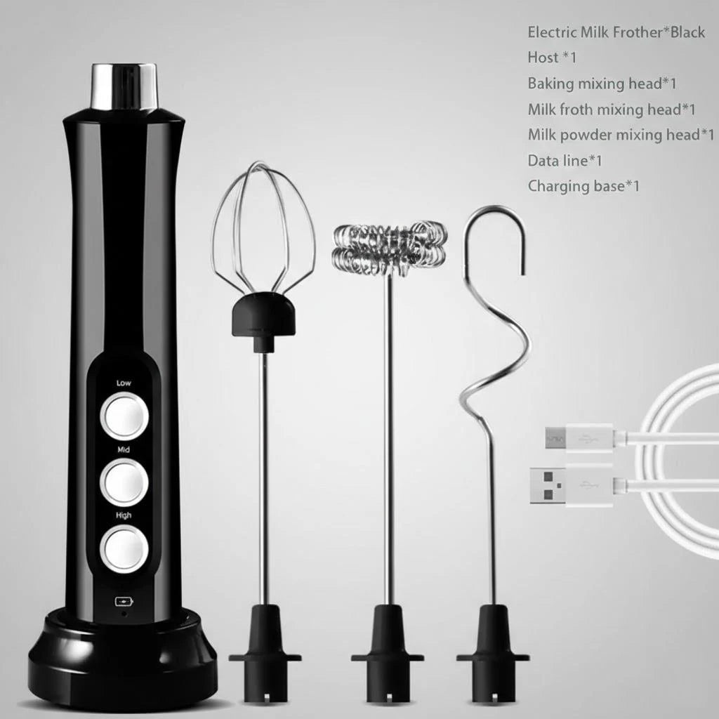 Handheld Electric Milk Frother USB Wireless Egg Beater Kitchen Mixer Coffee Whisk Blender Tool for Home Use