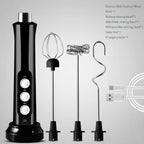 Handheld Electric Milk Frother USB Wireless Egg Beater Kitchen Mixer Coffee Whisk Blender Tool for Home Use