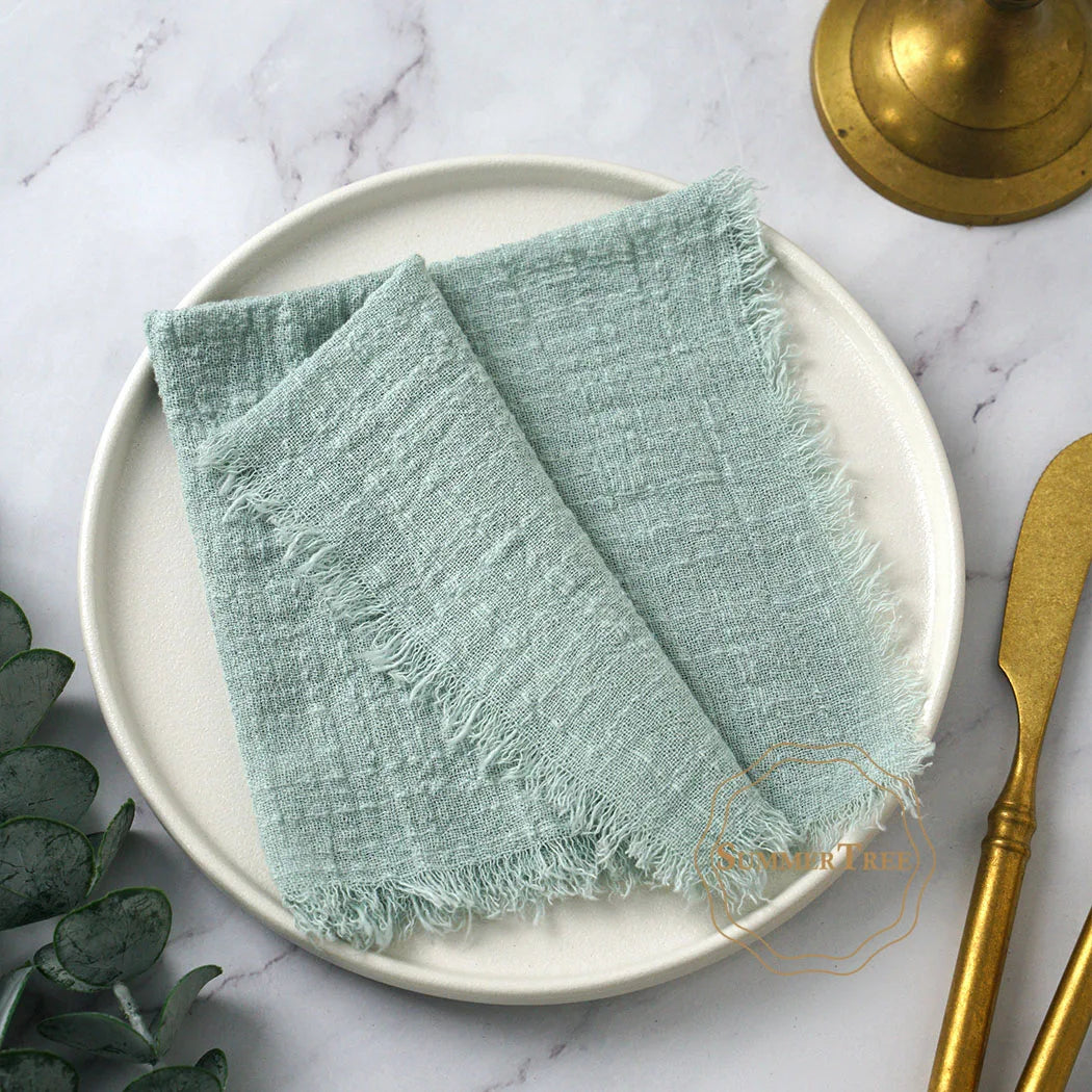 10pcs 32x32cm Cotton Gauze Napkins Retro Burr Design Napkin for Vintage Wedding Receptions Banquets Christmas Table Decoration