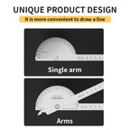 LUXIANZI Stainless Steel Protractor Angle Ruler 180 Degree Guage Woodworking Carpentry Tool Measuring Angle Meter Goniometer