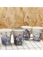 Blue and white porcelain style paper cups with different patterns, thickened office and household commercial beverage cups