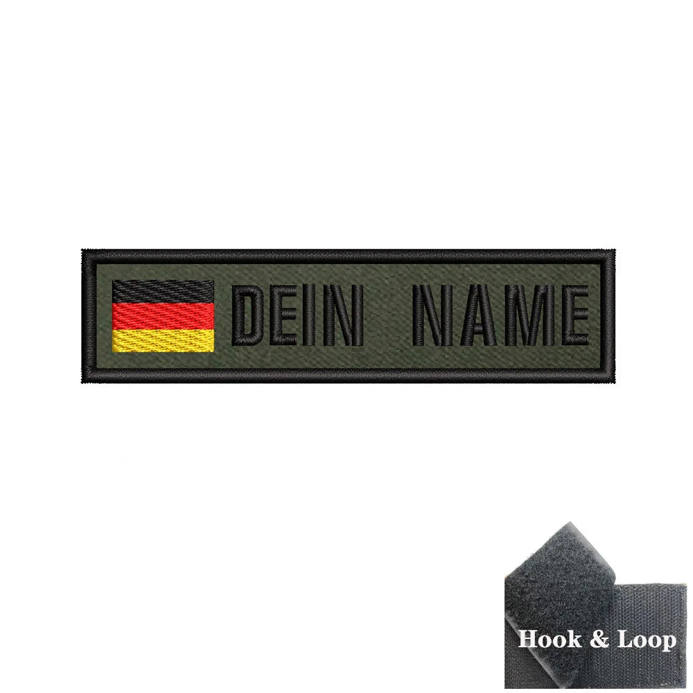 1PC 10cmX2.5cm Custom Name Flag Patch Stripes Badge Iron On Or Hook Loop Armband Germany Luxembourg Armenia Serbia green