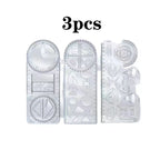 A Set of 3-Piece Multi-Functional Geometric Painting Ruler, Various Graphic Painting Rotating Ruler, Plastic Material Drawing Tool, Flat Graphic Painting Square Ruler, Student Office Special Ruler