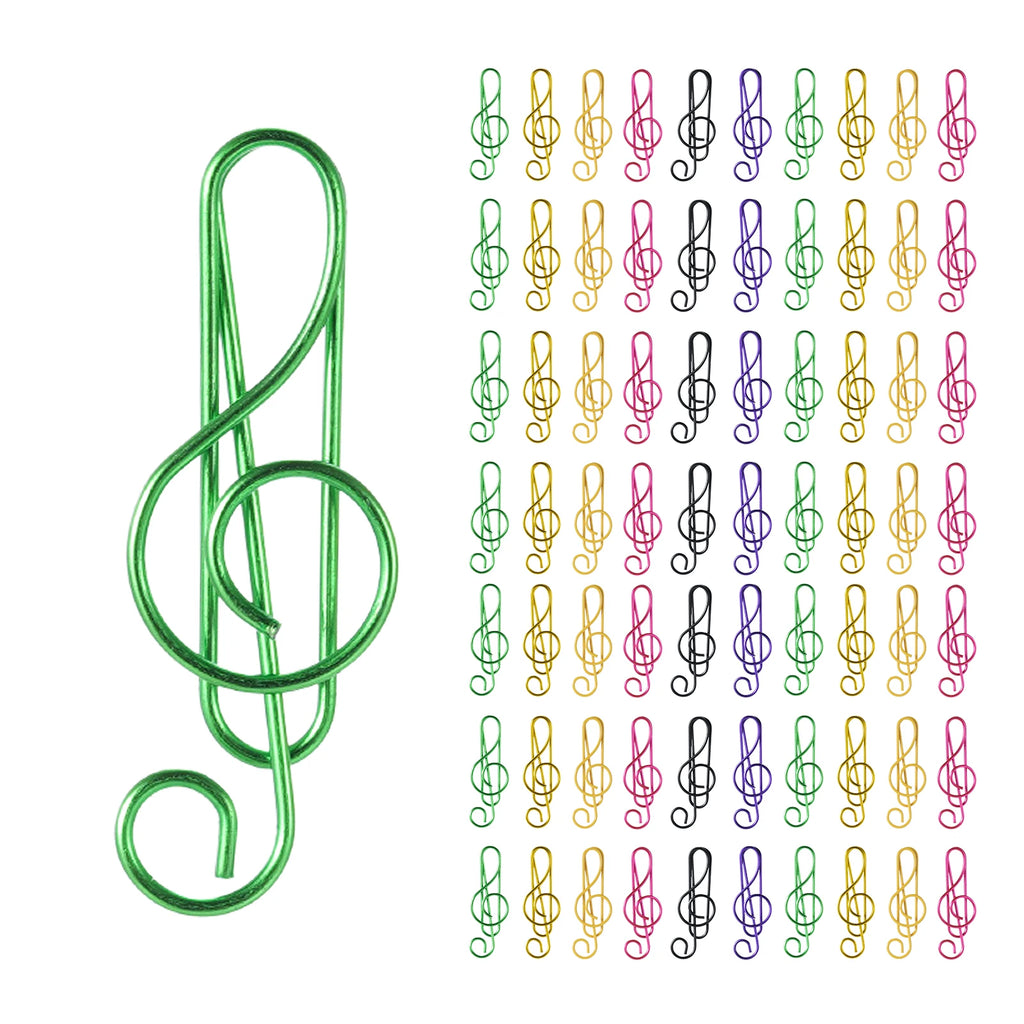 30/50/100PCS  Paper Clips Cute  Musical Note Paperclip Multicolor Metal Bookmarks for Music Enthusiast for Party Invitation Card