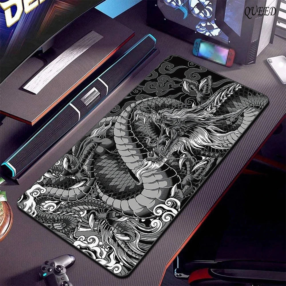 Black and White Dragon Large Mouse Mat Gaming Mousepad Big Rubber Base Mouse Pad Purple Deskpad Eyboard Mats Mousepads 400x900