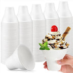 20Pcs Snow Cone Paper Cups, 300ml Disposable Cups for Snack Ice Cream Food Desserts, Party Drinking Wedding Picnic Supplies