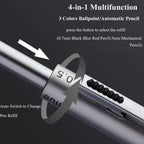 Multifunctional 4-color-in-one gravity-sensing pen metal ballpoint pen/Mechanical Pencil,Black/Red/Blue Ink Oil Signing canetas