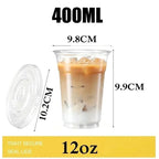 Clear Plastic Beverage Cups with Lids Disposable Cold Drink Containers for Milk Tea Juice Iced Coffee Ice Cream Dessert Party